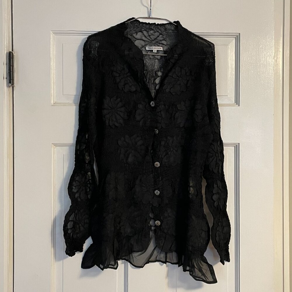 Yoshiki Hishinuma Black Lace Blouse Medium